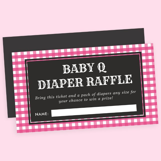 Tarjeta De Recepción Baby Q Pink Plaid Baby Shower Diaper Raffle (Subido por el creador)