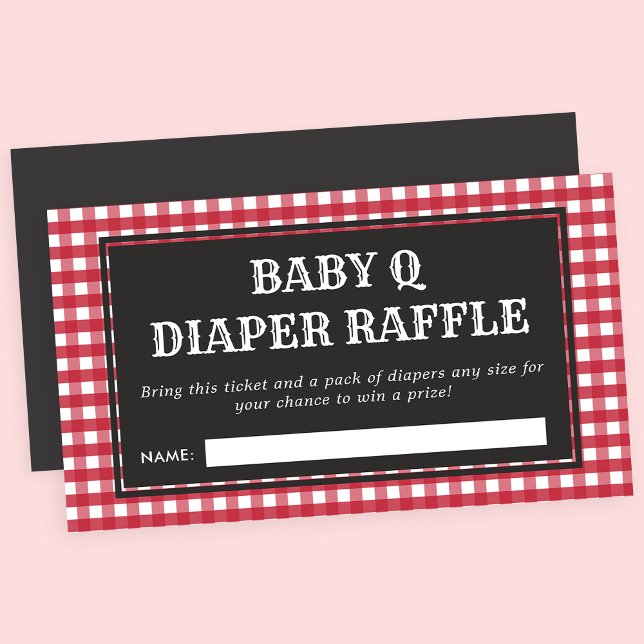 Tarjeta De Recepción Baby Q Red Plaid Baby Shower Diaper Raffle (Subido por el creador)