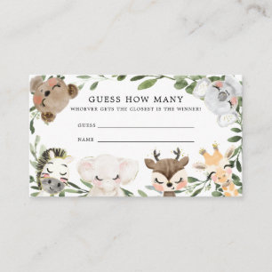 Tarjeta De Recepción Baby Safari adivina cuántas cartas