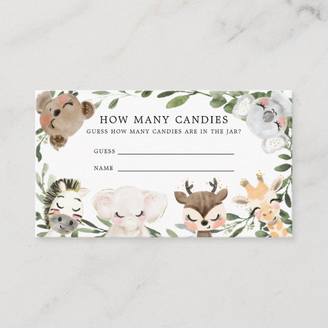 Tarjeta De Recepción Baby Safari adivina cuántas cartas de cangrejos (Anverso)