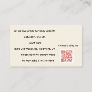 Tarjeta De Recepción baby shower