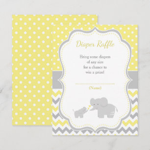 Tarjeta De Recepción Baby Shower amarillo elefante y gris