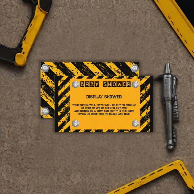 Tarjeta De Recepción Baby Shower amarillo y negro de construcción (Subido por el creador)