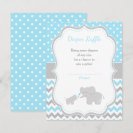 Tarjeta De Recepción Baby Shower azul elefante y gris