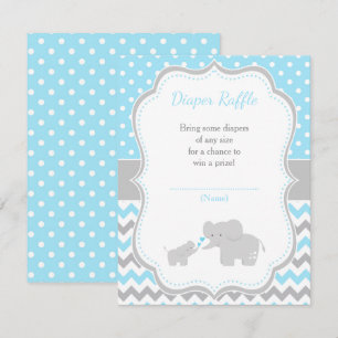 Tarjeta De Recepción Baby Shower azul elefante y gris