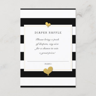 Tarjeta De Recepción Baby Shower Black Stripe Diaper Raffle