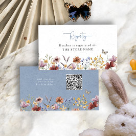 Tarjeta De Recepción Baby Shower Blue Boho Wildflowers