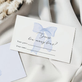 Tarjeta De Recepción Baby Shower Blue Bow Adivina cuántas reverencias