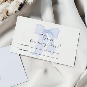 Tarjeta De Recepción Baby Shower Blue Bow Adivina cuántas reverencias