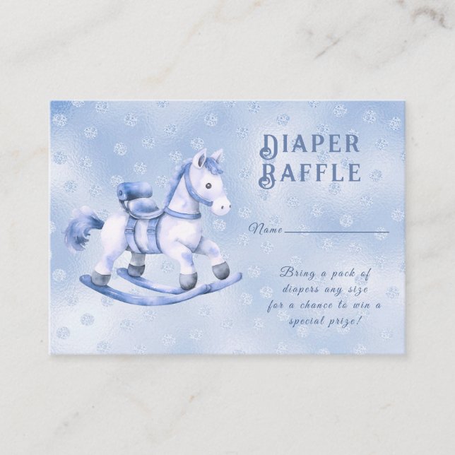 Tarjeta De Recepción Baby Shower Blue Rocking Horse (Anverso)