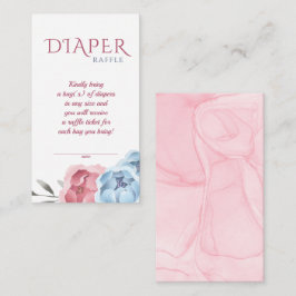 Tarjeta De Recepción Baby Shower Blue Rubor Pink Flower Diaper Raffle