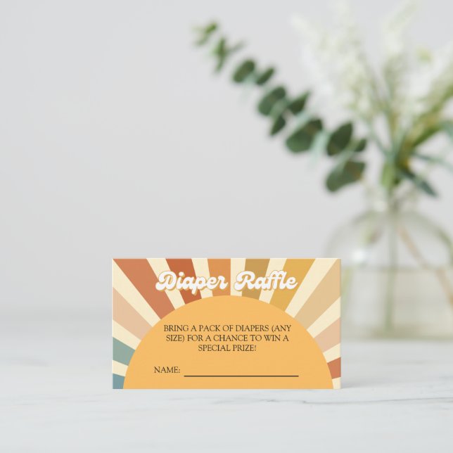 Tarjeta De Recepción Baby Shower Boho Diaper Raffle (Anverso de pie)