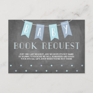 Tarjeta De Recepción Baby Shower Book Request Blue