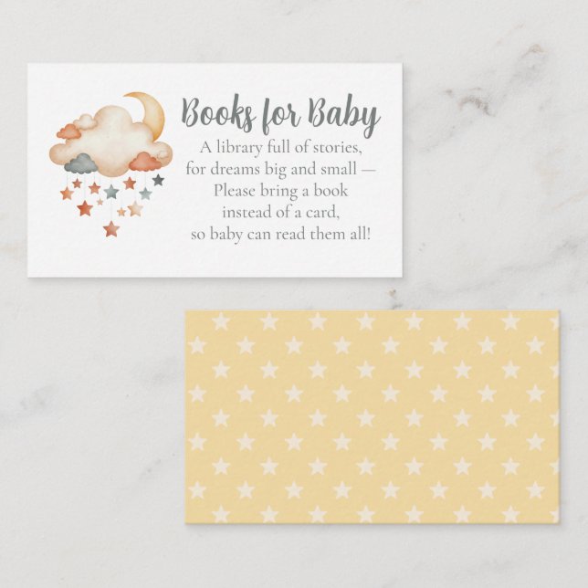 Tarjeta De Recepción Baby Shower Book Request - Dreamy Stars (Anverso / Reverso)