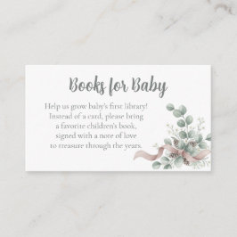 Tarjeta De Recepción Baby Shower Book Request - Eucalyptus Ribbon