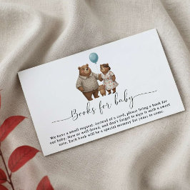 Tarjeta De Recepción Baby Shower Book Request  for Boy Blue Balloon 