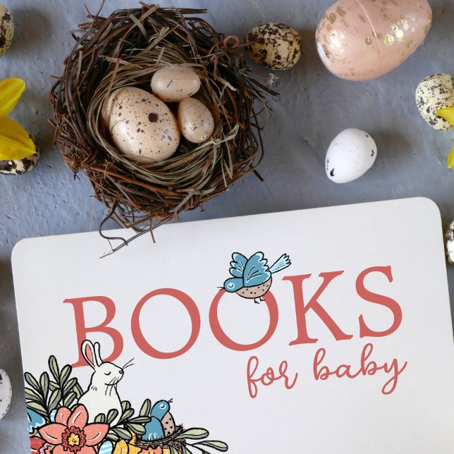 Tarjeta De Recepción Baby Shower Books Primavera para la solicitud de u (Subido por el creador)