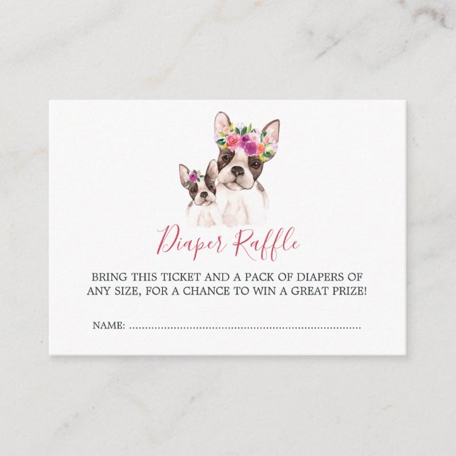 Tarjeta De Recepción Baby Shower Boston Mamá Y Baby Diaper Raffle (Anverso)