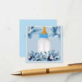 Tarjeta De Recepción Baby Shower - Botella de bebé - Flores
