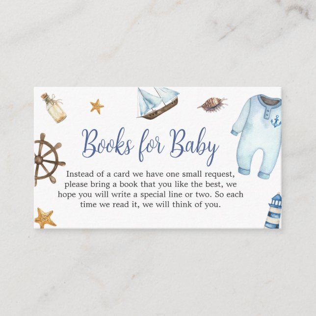 Tarjeta De Recepción Baby Shower Boys Nautical Sailor Ahoy para bebé (Anverso)