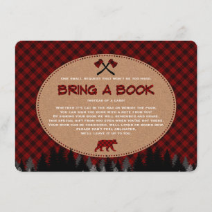 Tarjeta De Recepción Baby Shower Buffalo Plaid Lumberjack Bring un libr