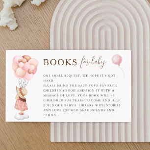 Tarjeta De Recepción Baby Shower chica con libro de globos para bebé