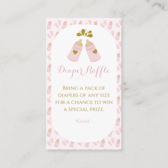 Tarjeta De Recepción Baby Shower Chica de botellas Poppin rosa (Anverso)