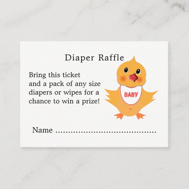 Tarjeta De Recepción Baby Shower Chick Cute Diaper Raffle (Anverso)