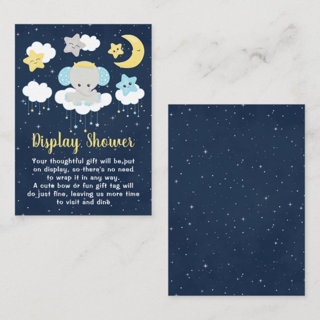 Tarjeta De Recepción Baby Shower con pantalla de elefante amarillo y ma (Anverso / Reverso)