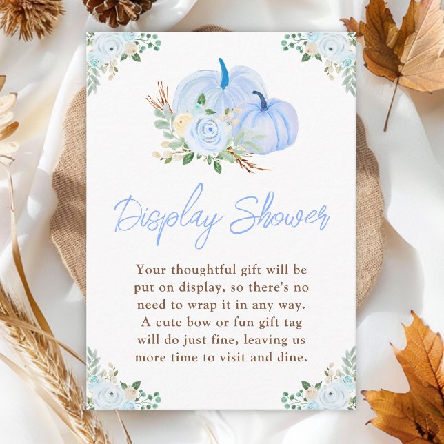 Tarjeta De Recepción Baby Shower con pantalla floral Blue Pumpkins (Subido por el creador)