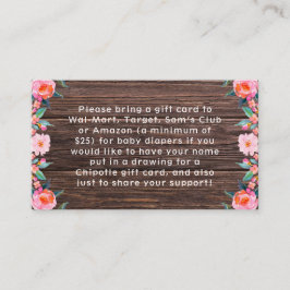 Tarjeta De Recepción Baby Shower de acuarela floral rosa rusa