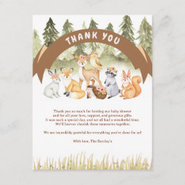 Tarjeta De Recepción Baby Shower De Animales De Madera Marrón Y Verde