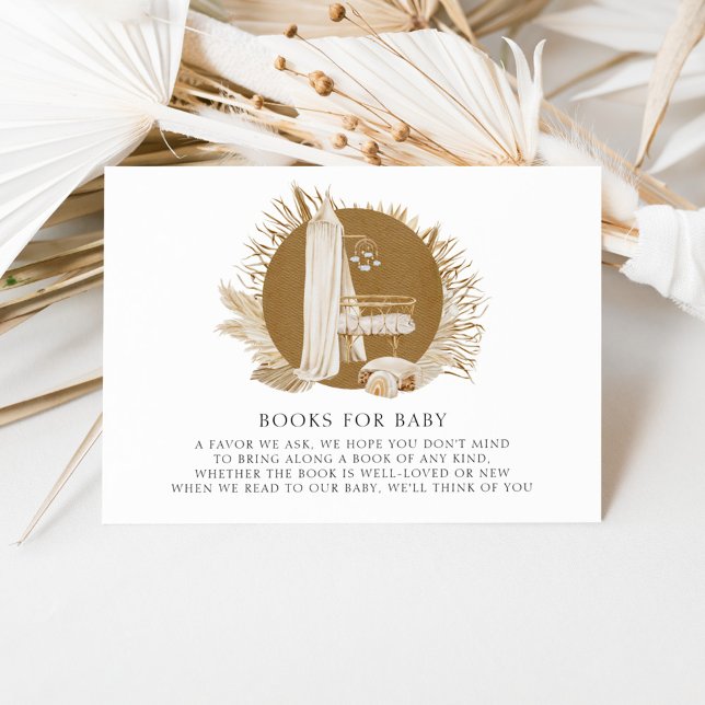 Tarjeta De Recepción Baby Shower De Boho Florals Trae Un Libro (Subido por el creador)