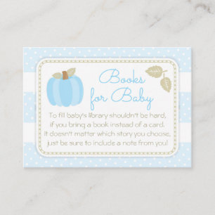 Tarjeta De Recepción Baby Shower de calabaza azul trae un libro
