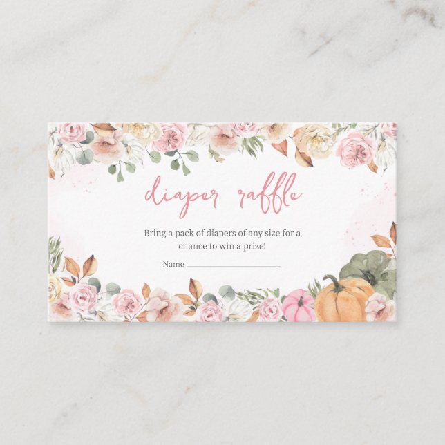 Tarjeta De Recepción Baby Shower de Calabaza Rosa Caída (Anverso)