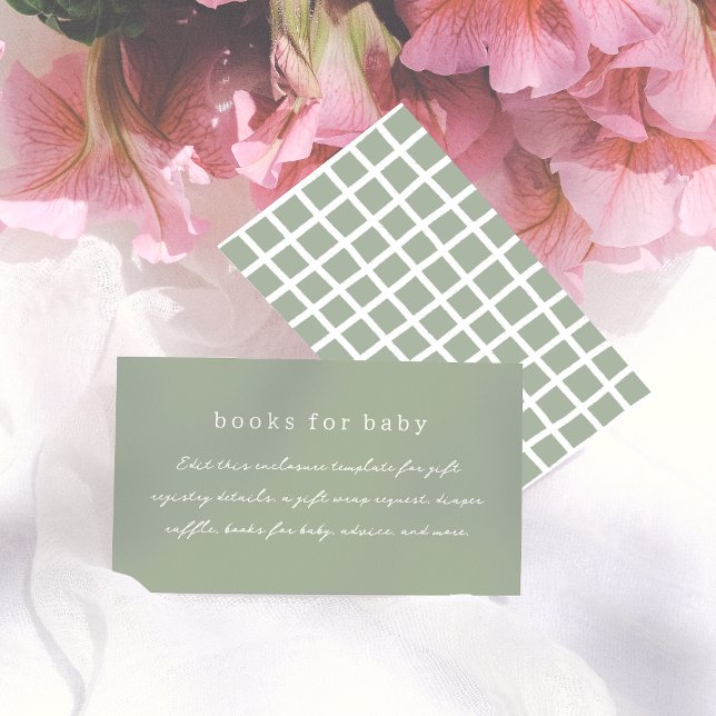 Tarjeta De Recepción Baby Shower de caligrafía mínima verde oliva boho (Subido por el creador)