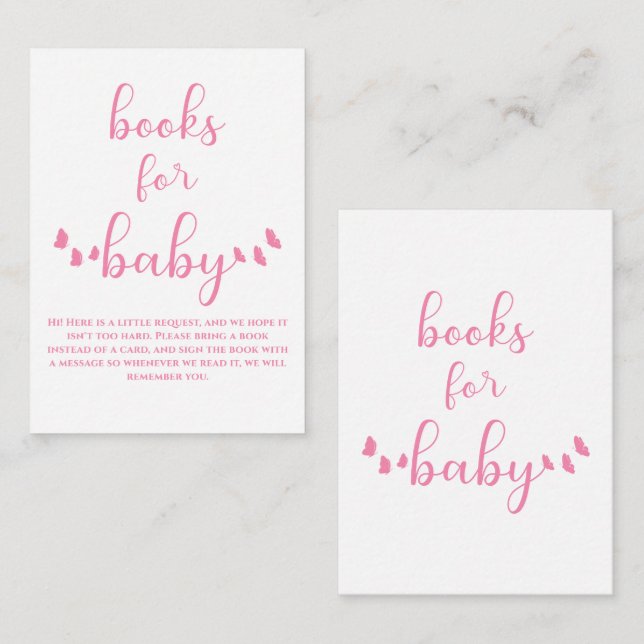 Tarjeta De Recepción Baby Shower de caligrafía moderna de mariposa míni (Anverso / Reverso)