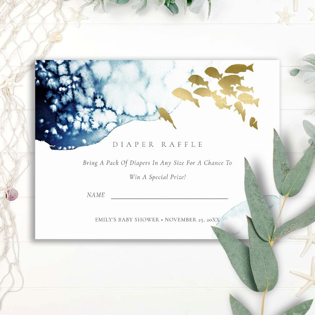 TARJETA DE RECEPCIÓN BABY SHOWER DE CANTIDAD DE DIAPADOR DE PESCADO ORO (Subido por el creador)
