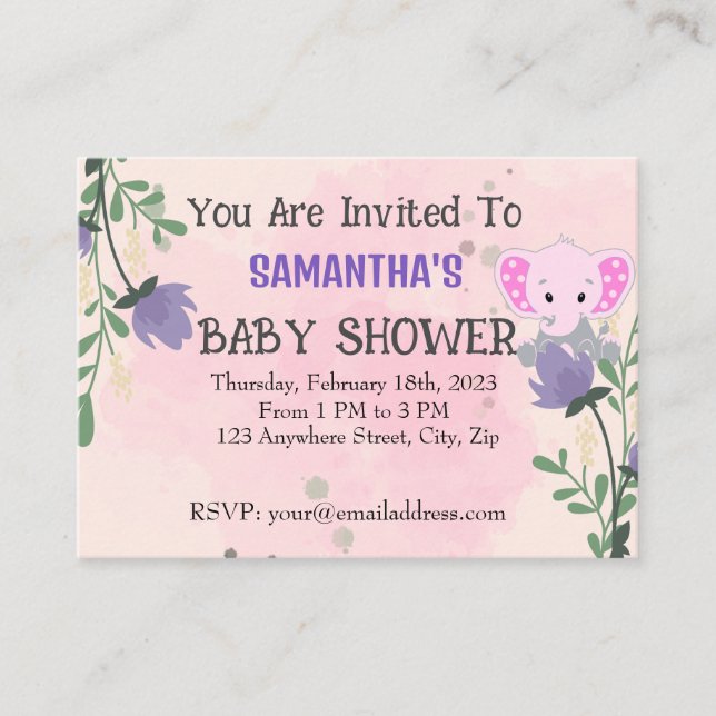 Tarjeta De Recepción Baby Shower de Chicas personalizados - cree su pro (Anverso)