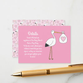 Tarjeta De Recepción Baby Shower de cigüeña rosa
