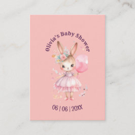Tarjeta De Recepción Baby Shower de Conejo Rosa Cute