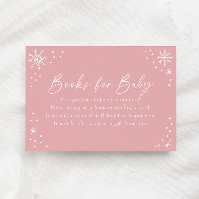 Tarjeta De Recepción Baby Shower de copos de nieve rosa para bebé (Subido por el creador)