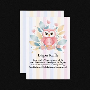 Tarjeta De Recepción Baby Shower de diseño floral de Lechuza Rosa Cuta