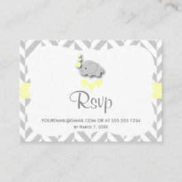 Tarjeta De Recepción Baby Shower de elefante amarillo y gris - RSVP