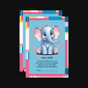 Tarjeta De Recepción Baby Shower de Elefante Azul de la Selva Colorida