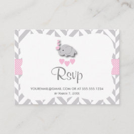Tarjeta De Recepción Baby Shower de Elefante Rosa y Gris - Correo elect
