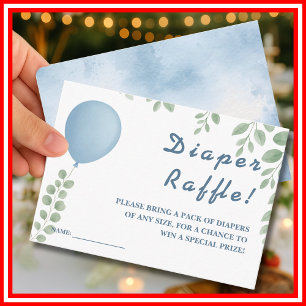 Tarjeta De Recepción Baby Shower de Eucalipto   Rifa de Pañales