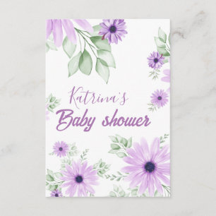 Tarjeta De Recepción Baby Shower de Flores de color de agua violeta per