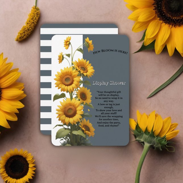 Tarjeta De Recepción Baby Shower de girasol azul (Subido por el creador)