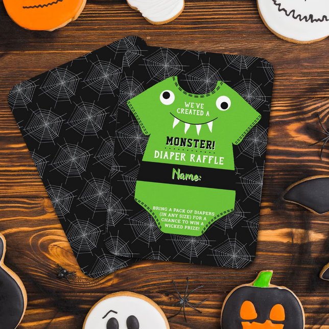 Tarjeta De Recepción Baby Shower de Halloween "Hemos creado un monstruo (Subido por el creador)